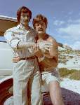 Stuntman Barry Halliday with his stunt double